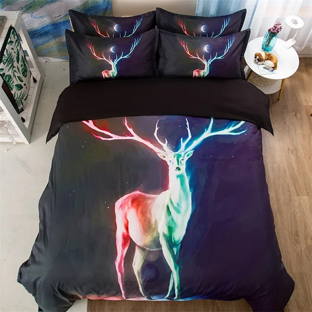 Beautiful Deer Print Bedding Set Twin Queen King Size Duvet Cover Bed Sheet with Pillowcase Home