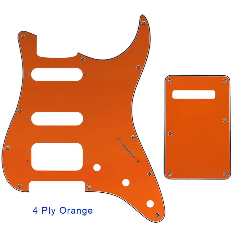 Аксессуары для гитары Pleroo, накладки с задней пластиной и 11 винтами для fender Deluxe Stratocaster HSS 6 струн, детали гитары - Цвет: 4 ply orange