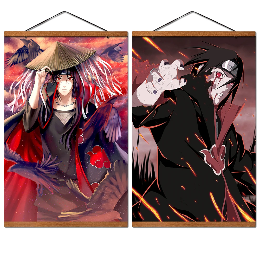 Uchiha Itachi японский анимационный постер висячий прокрутка Холст Картина с Твердой