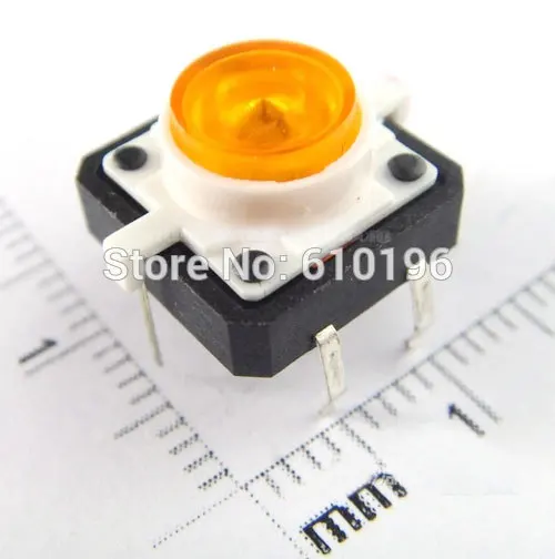Вертикальный желтый светодиодный сенсорный переключатель 12*12 4 Pin|pin color|pin pinpin switch