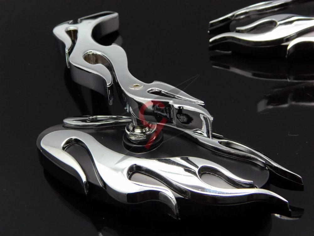 MOTORCYCLE REARVIEW MIRRORS CUSTOM CHROME FLAME 10MM 8MM
