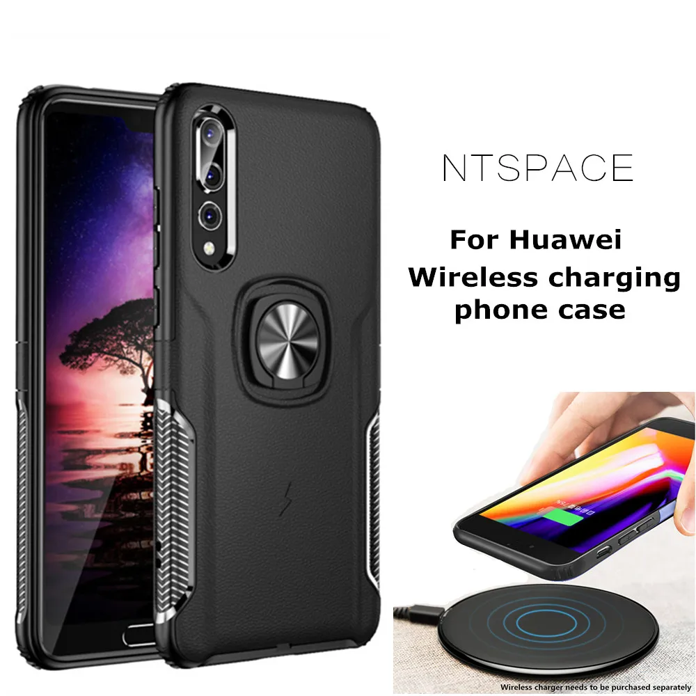 NTSPACE для huawei P20 Pro 20Lite Honor V10 7X металлическое кольцо для пальца беспроводной зарядный чехол для телефона для huawei Nova 3 3e 3i задняя крышка