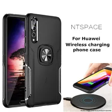 NTSPACE для huawei p20 Pro 20 Lite Honor V10 7X Металл палец кольцо Беспроводной зарядки чехол для телефона для huawei Nova 3 3e 3i задняя крышка