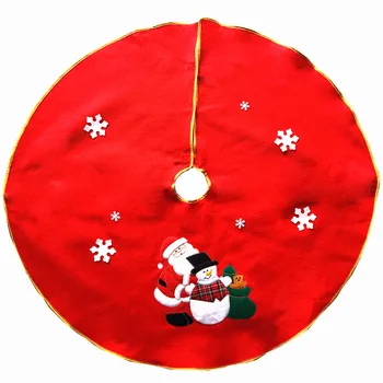 

Wholesale 90cm Snowman Santa Claus Reindder Non-woven Farbric Red Embroidered Tree Skirt Christmas For Party Tree Decoration