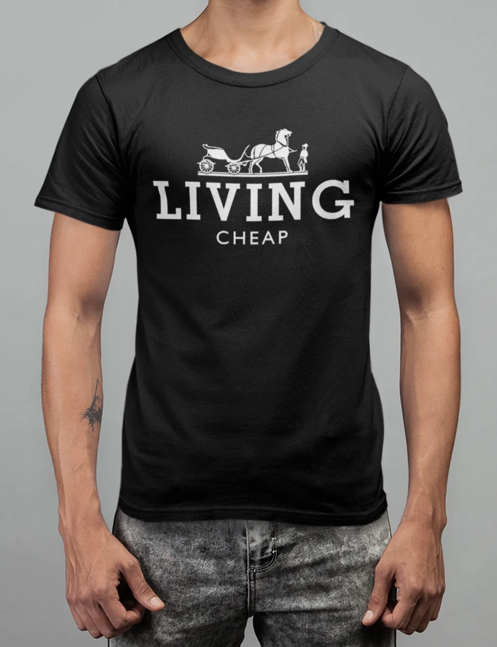 

Living Cheap Black Men's T-Shirt Size S-3XL