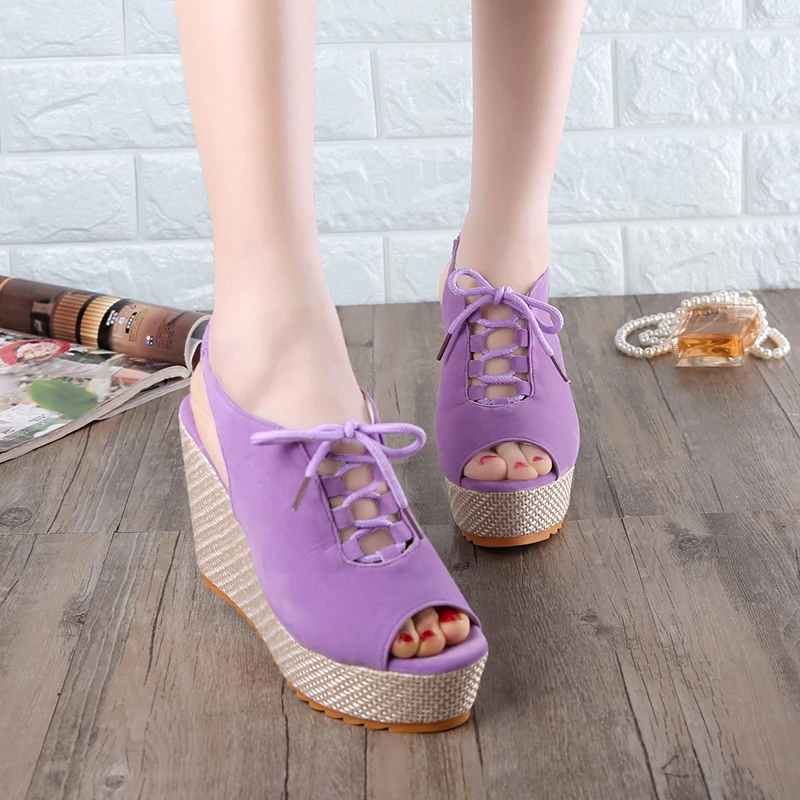 E TOY WORD sandals women 2019 Rome Shoes Lace-Up Women Fashion Wedge gladiator sandals summer women High Heel Sandals
