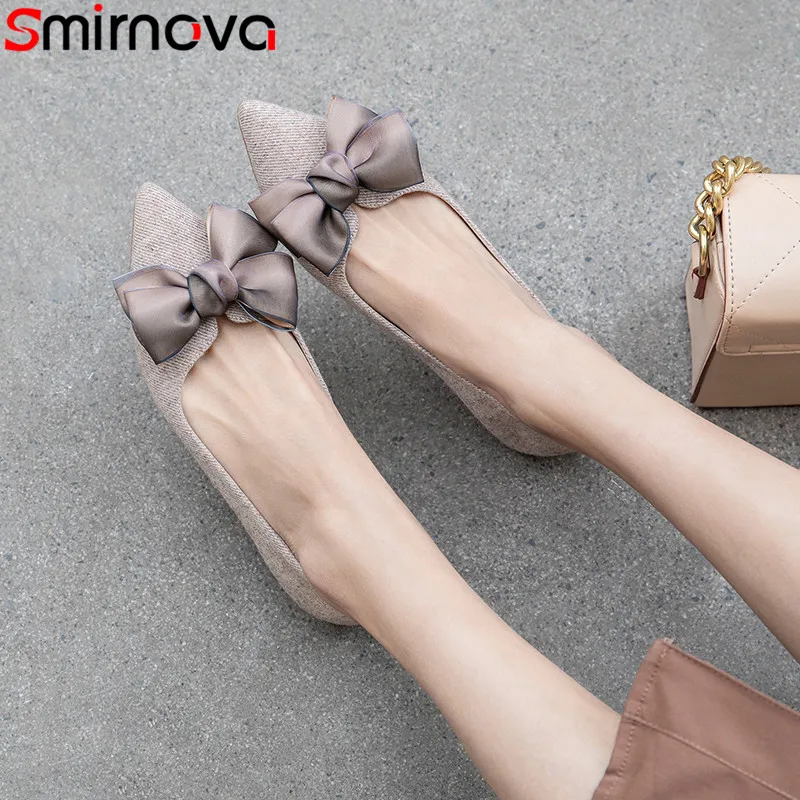 

Smirnova 2020 new flats shoes women pointed toe shallow butterfly knot casual ladies shoes comfortable women flats size 34-40