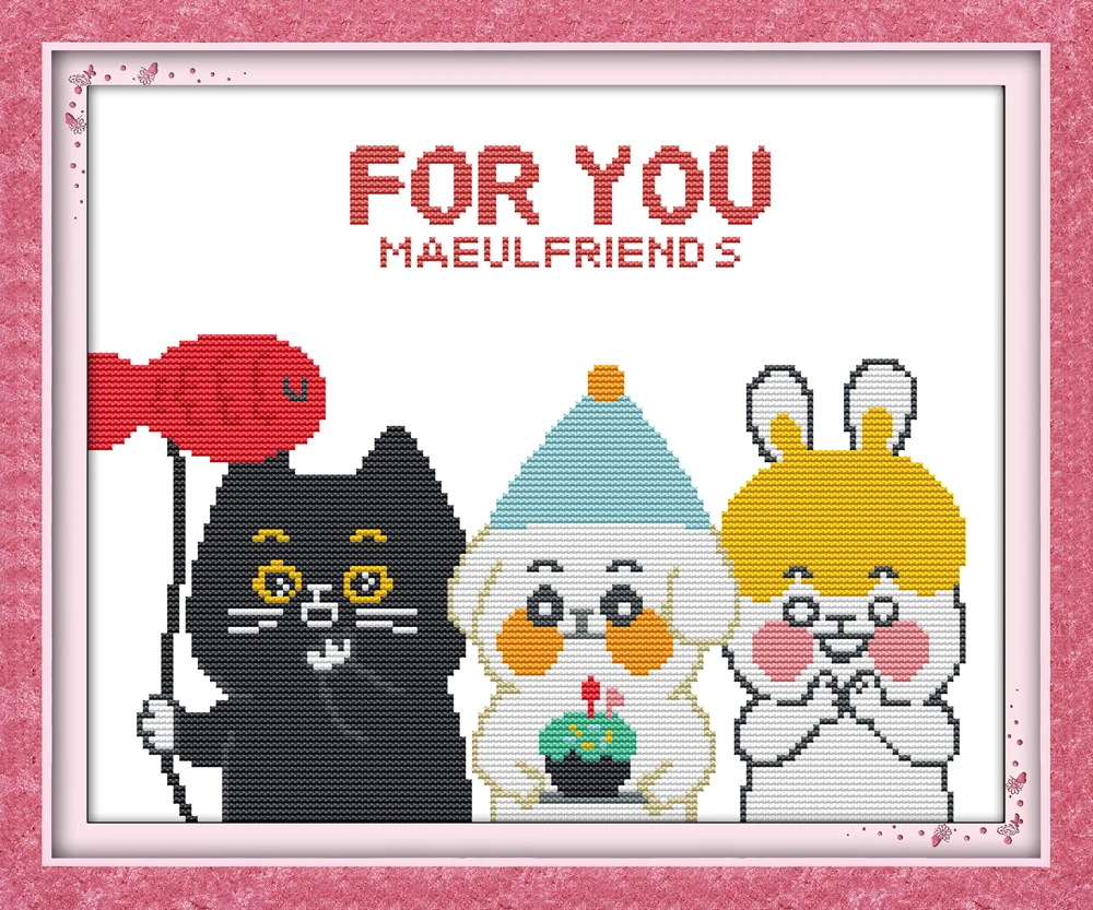 

Three little buddies 1 cross stitch kit aida 14ct 11ct count print canvas stitches embroidery DIY handmade