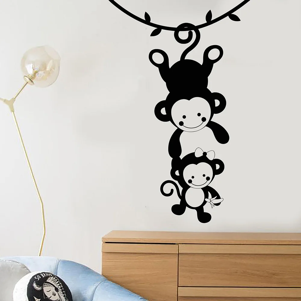 Funny Monkey Family Zoo Animals Vinyl Wall Decal Kids Room Decor