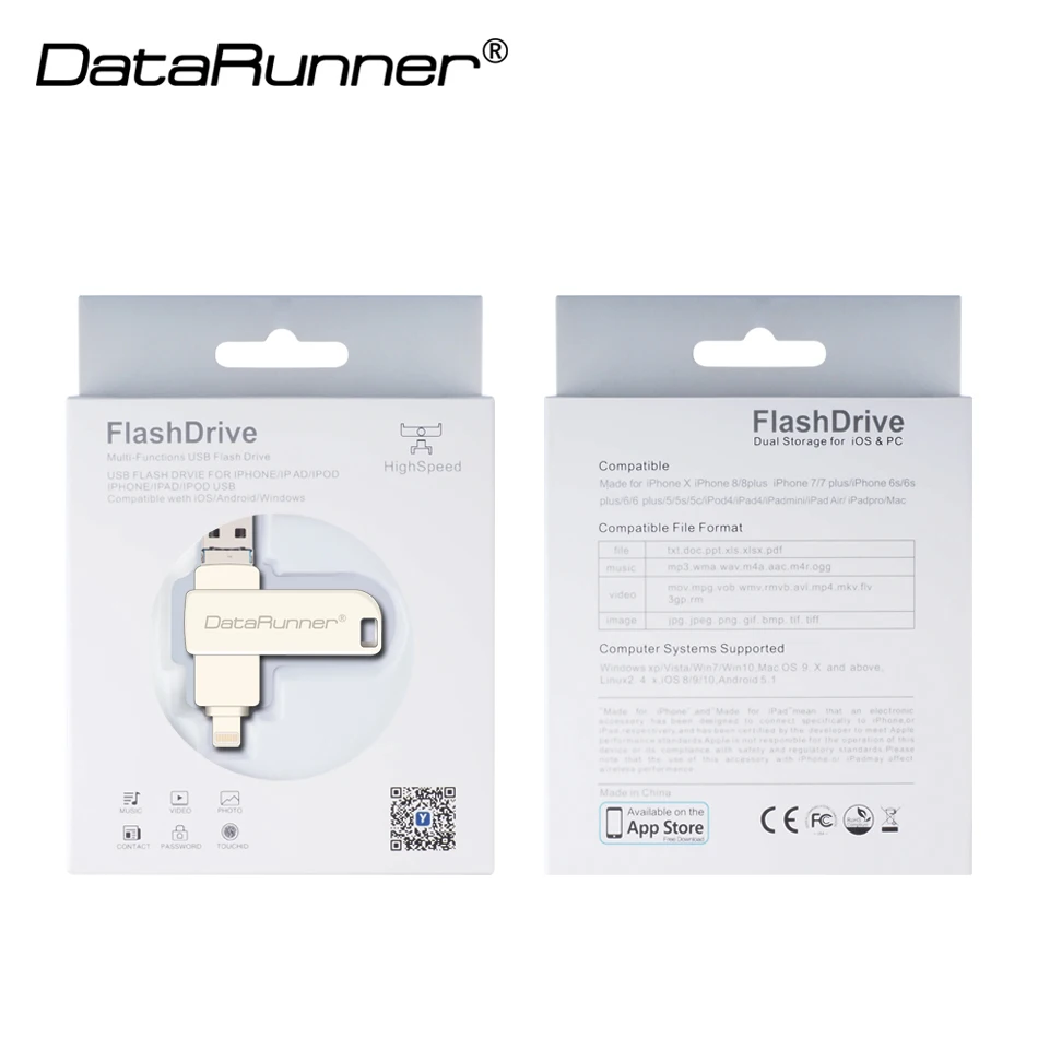 Datarunner USB флэш-накопитель OTG Usb флэш-накопитель для iPhone XS/X/8/7/7plus/usb-накопитель 3,0 8 г 16г 32г 64Г 128G флеш-накопитель флэш диск