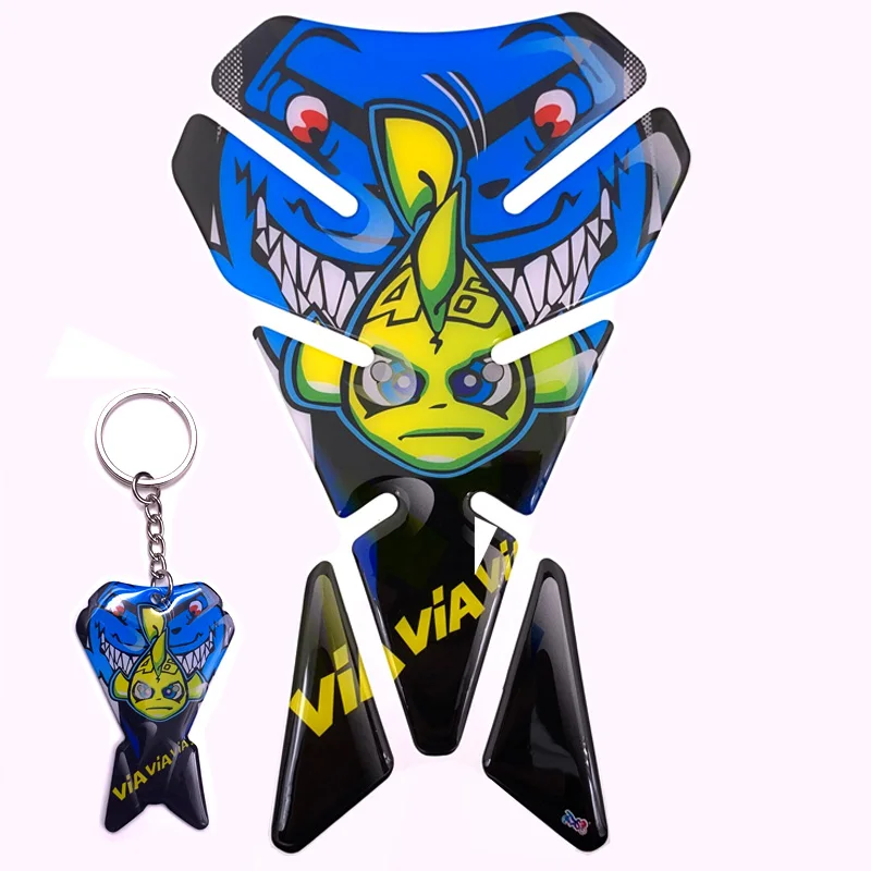 

FASP Moto Sticker Tank pad and Key chain Combination Resin plastic accessory Applique VIA VIA VIA Fish
