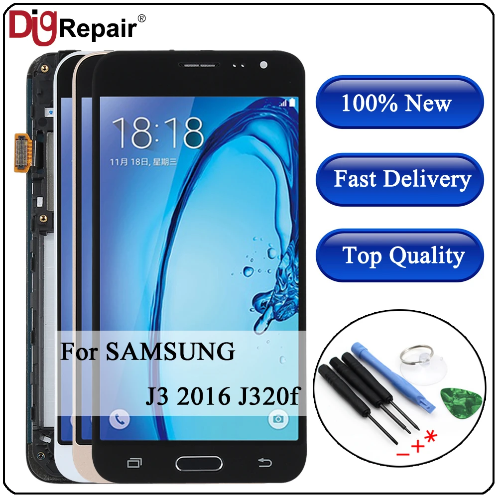 

J320f lcd For SAMSUNG GALAXY J3 2016 LCD J320F J320FN J320M LCD Display Digitizer Touch Screen Assembly With Frame J320f display