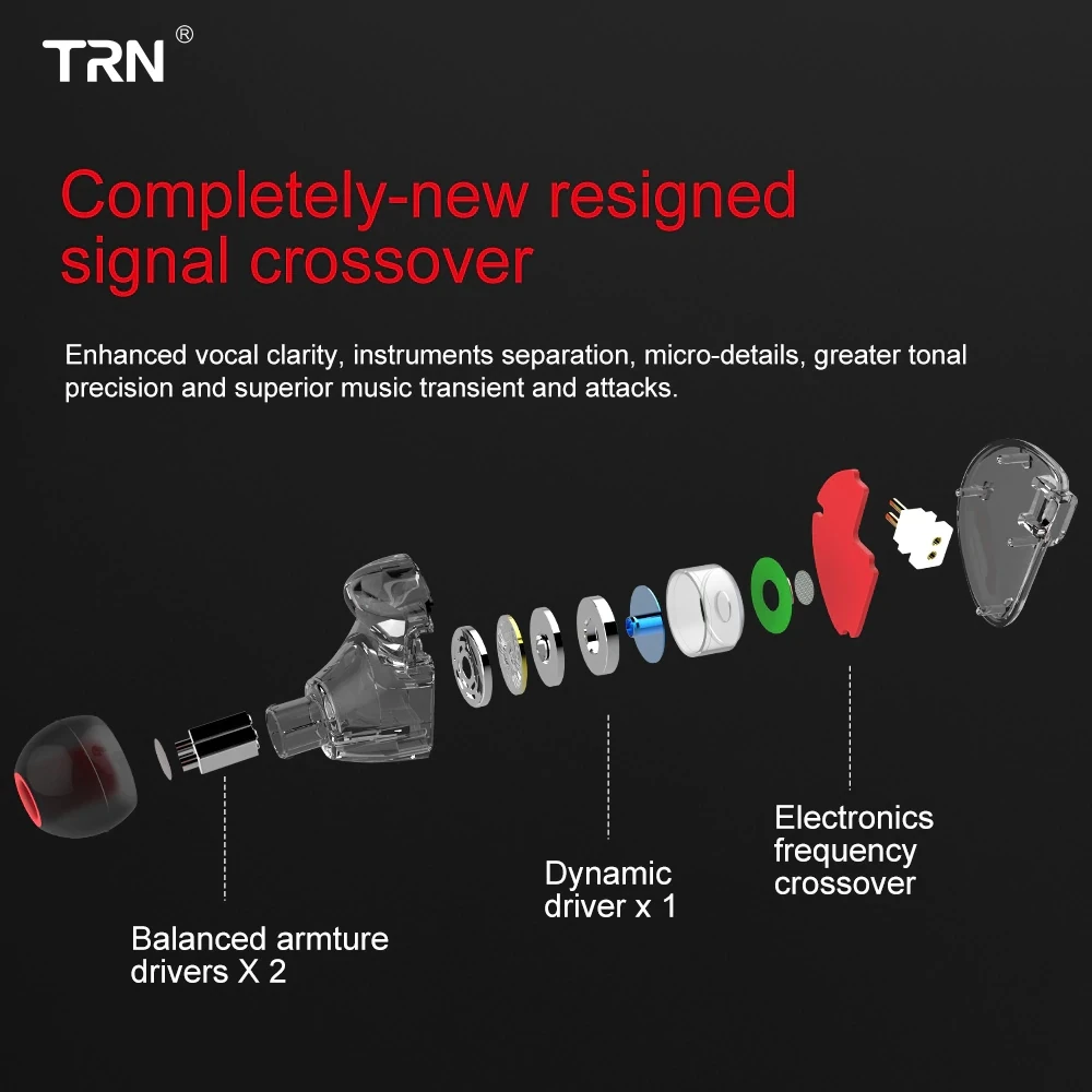 TRN V30 1DD + 2BA гибридные наушники спортивные шумоизоляция высшая звуковая гарнитура