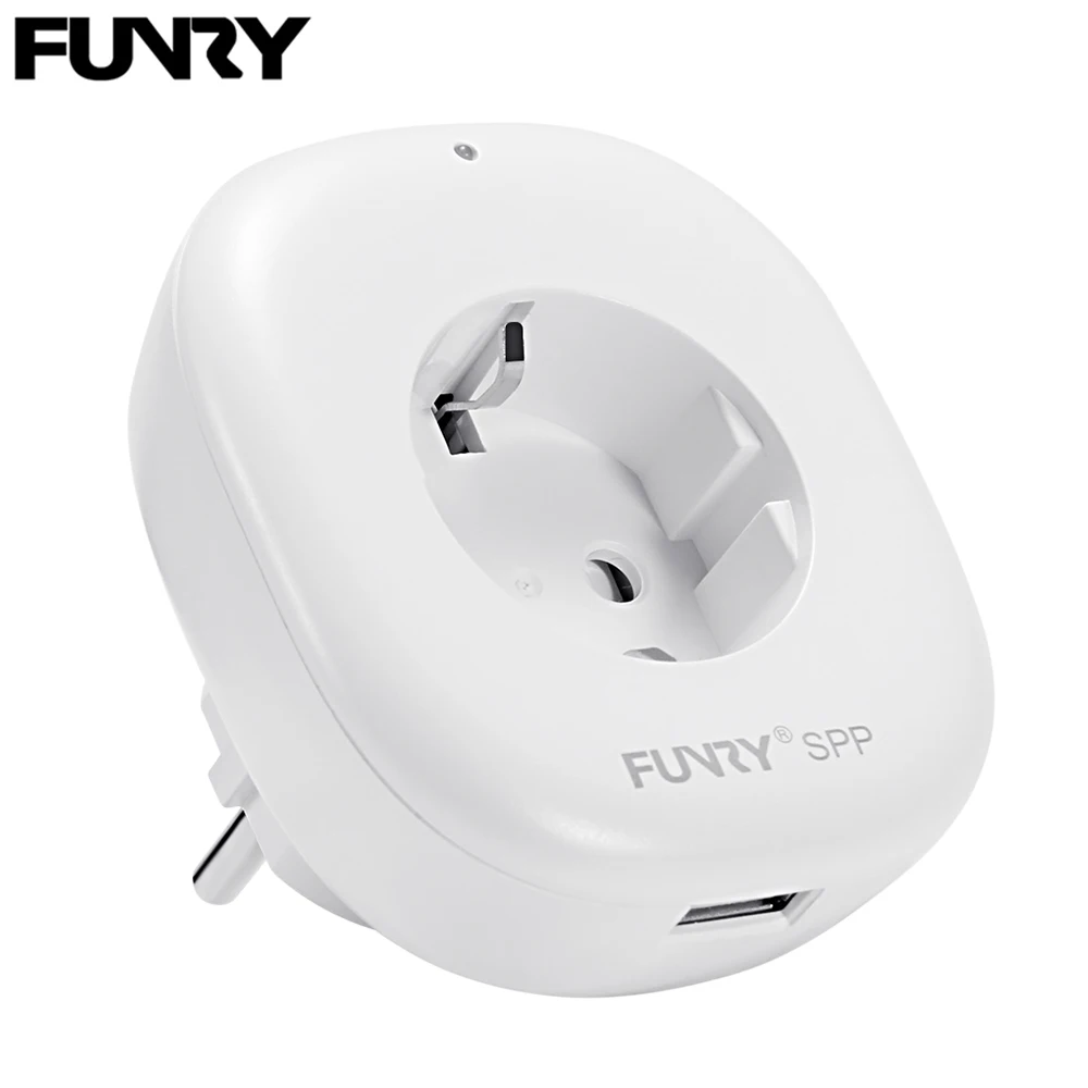 

Funry SPP WiFi Smart EU Plug Socket Power Outlet with USB Smart Home Automation App Timer WiFi Control For Android/iOS AC100-240