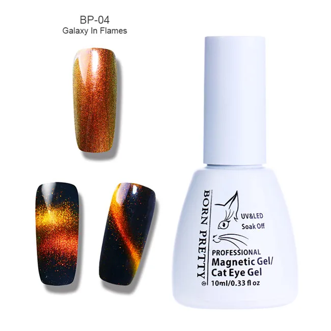 10ml 4 BORN PRETTY 1 бутылка голографический Хамелеон Гель для ногтей магнитный эффект кошачьих глаз гель замачиваемый УФ-гель черная основа необходимый маникюр - Цвет: 10ml 4