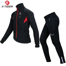 X-TIGER Cycling Jersey Winter Thermal Fleece Cycling Clothing Windproof Waterproof Bicycle Reflective Cycling Jacket Sportswear