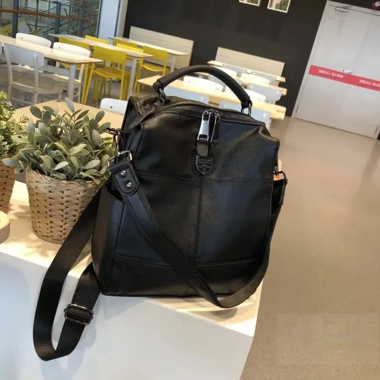 2019 retro backpack female brand leather women's backpack large capacity student bag girls casual shoulder bag female Stylish Backpacks