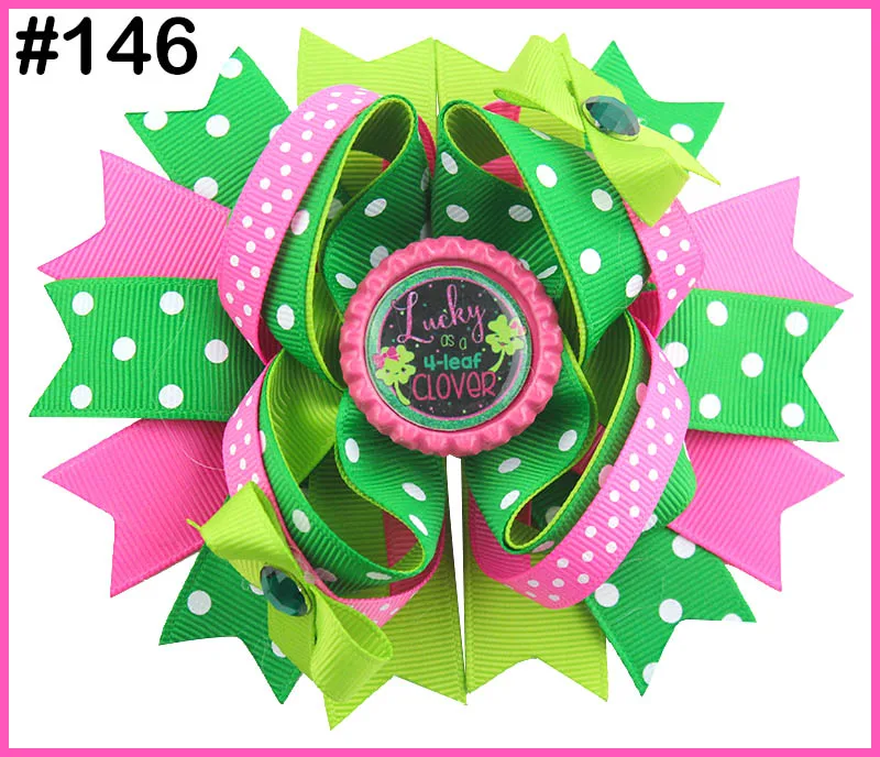 

free shipping 140pcs 2017 Newest St. Patrick's Day hair bows Festival girl holiday boutique hair bows girl hair clips