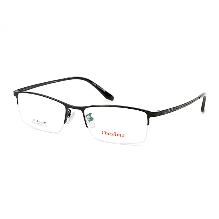 Chashma титановая пластина светильник очки по рецепту полуоправа чистый титан оправа для очков - Цвет оправы: Black