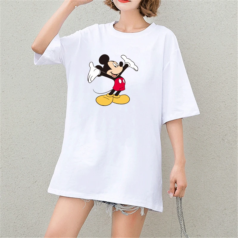 

2019 Summer T Shirt Mickey Mouse Print Cotton Casual Tshirt Graphic Tees Harajuku T Shirts Streetwear Plus Size Women Clothes