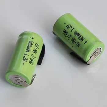 

2-10PCS 1.2V 2/3AA rechargeable battery 800mah 2/3 AA ni-mh nimh cell with soldering tabs for Electric razor shaver solar light