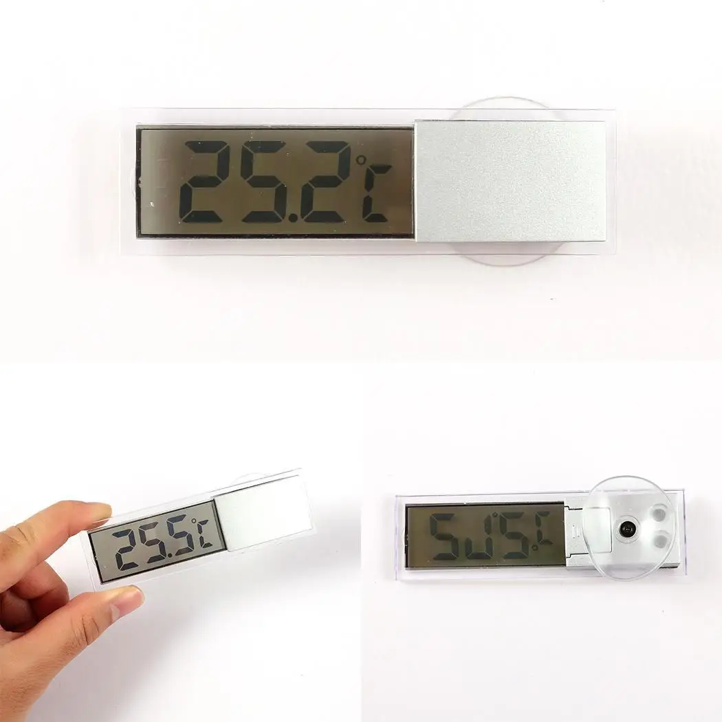 

Vehicle Electronic Suction Cup Digital Clock Transparent thermometer hygrometer LCD Car Thermometer thermal imager