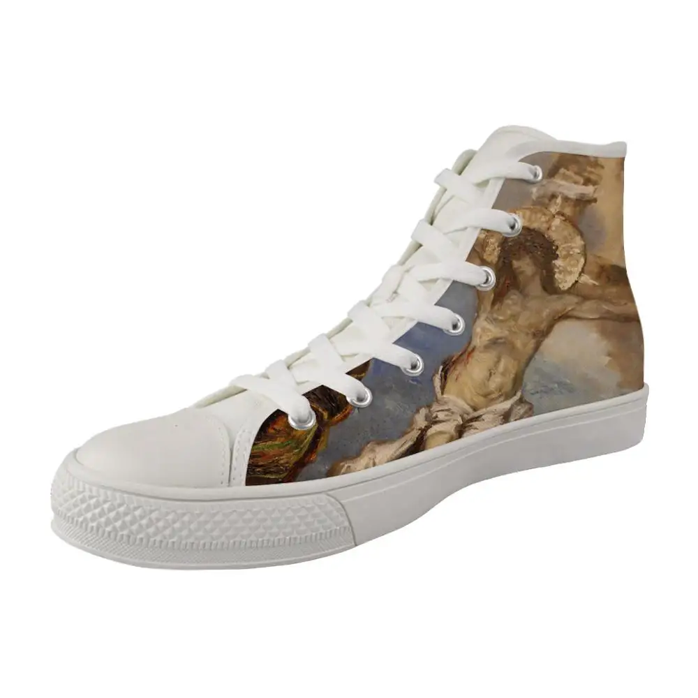 Мужская обувь на заказ с высоким берцем Wihte из парусины вулканизованные дышащие туфли для MaleLace-up кроссовки с рисунком Gustave Moreau - Цвет: LMXY2091Z40