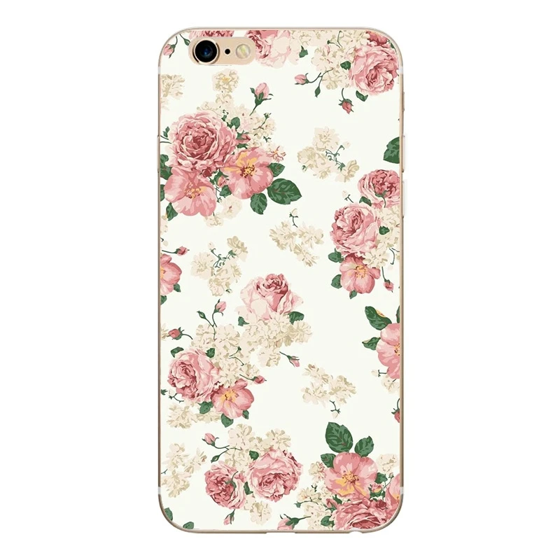 Painted Mobile Phone Cover Case for iphone 5 5s se 6 6s Soft Slim TPU Fashion Flowers and cats Phone Cases (7)