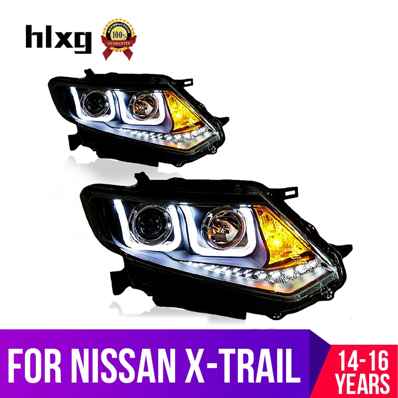 hlxg Car Style LED headlight Assembly for Nissan X Trail 2014 2015 2016 head lamp LED DRL Double