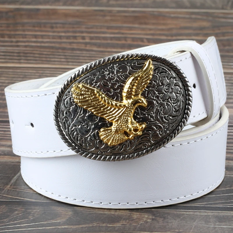 Fashion Men's Western Style Holiday Dress Belt, Men's Vintage Eagle Decor  Buckle Pu Leather Belt - Temu