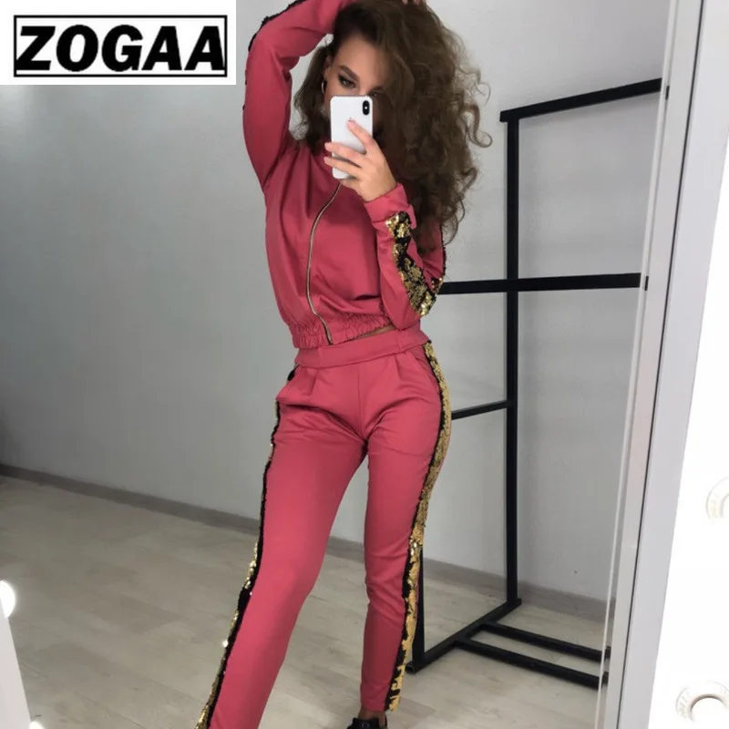 

Women Two Piece Set Top and Pants Club Outfits Ensemble Sport Femme Tracksuit Women Normcore/Minimalist Zipper Hooded Outfits