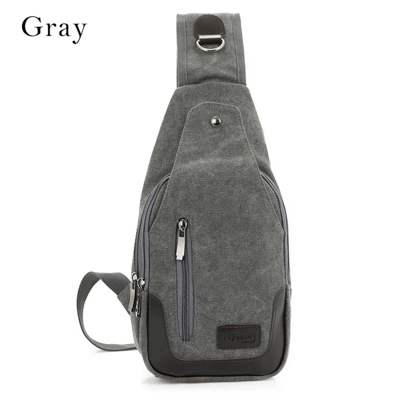 Унисекс Холщовая Сумка на плечо для мужчин портативный дизайн открытый мешок, рюкзак на грудь повседневные сумки-мессенджеры военные сумочки - Цвет: Gray
