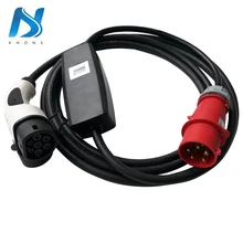 Khons EVSE Тип 2 электрический автомобиль EV зарядное устройство с красной CEE разъем 10A 16A 32A Регулируемый 16 футов кабель EV разъем для зарядки