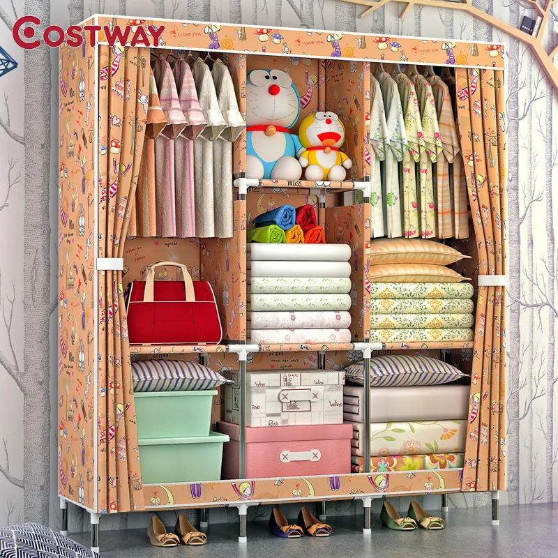 

COSTWAY Cloth Wardrobe For clothes Fabric Folding Portable Closet Storage Cabinet Bedroom Home Furniture armario ropero muebles