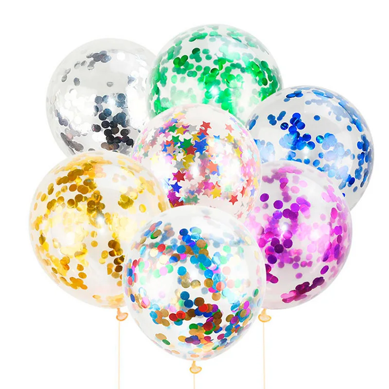 5 шт., круглые латексные шары, 12 дюймов, золотые, серебряные, конфетти, воздушные шары, вечерние, для дня рождения, украшения, для детей, взрослых, воздушные шары, вечерние, Декор