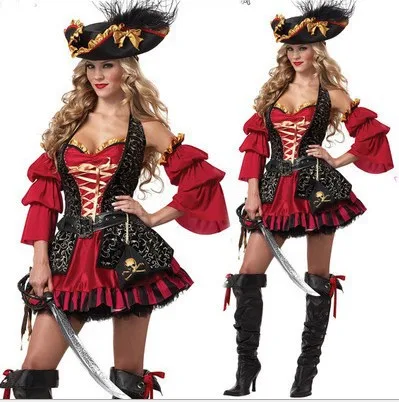 gold red sexy caribbean pirate costume women plus size cosplay plus size pirate costumes