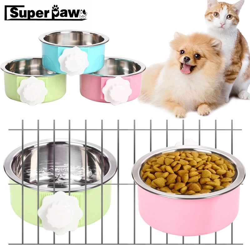 

Pet Bowl Stainless Steel Water Food Feeder Feeding Dog Puppy Cat Hanging Cage Bowls Detachable Easy Washing Pets Supplies LCD07