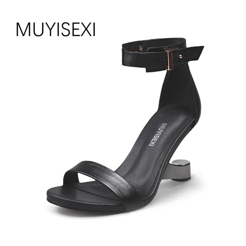 Сандалии гладиаторы HL53 MUYISEXI женские туфли с металлическим каблуком