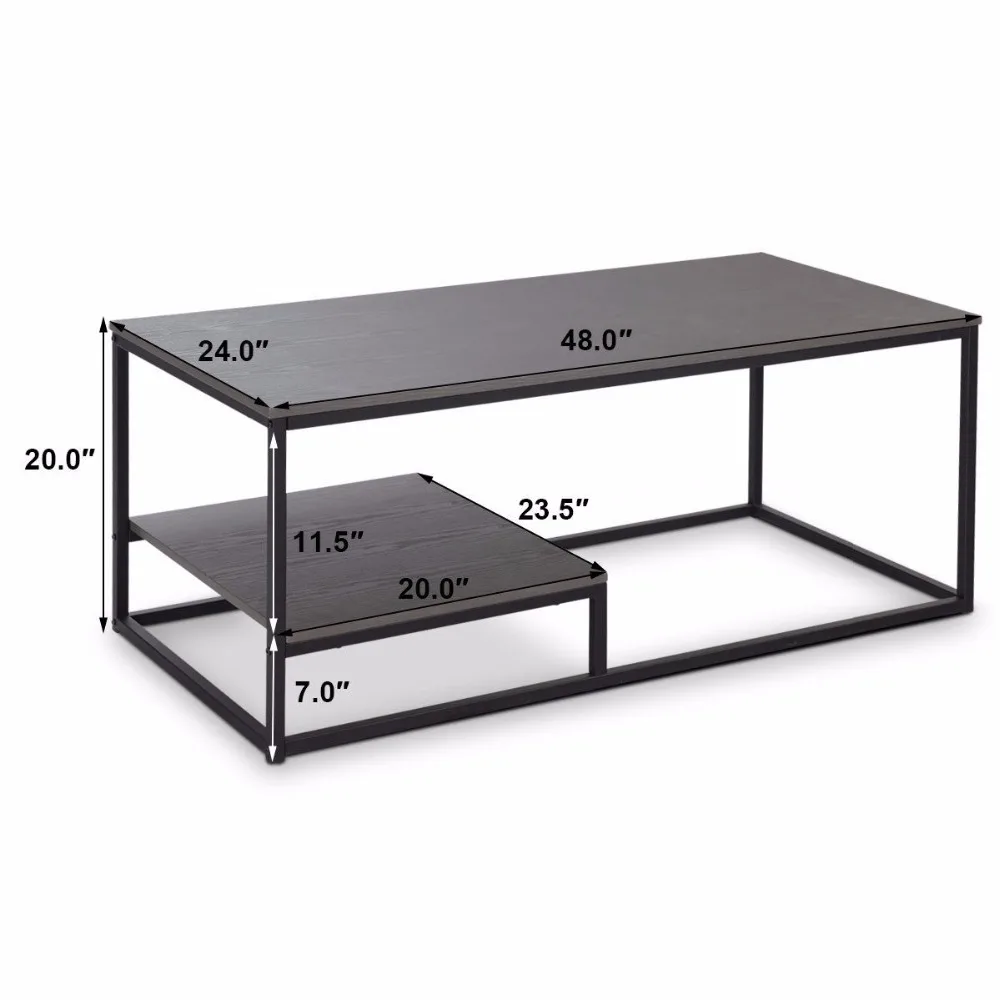 Giantex 2-Tier Coffee Cocktail Accent End Table Sofa Side Living Room Furniture W/shelf Living Room Furniture HW58266 Giantex 2-Tier Coffee Cocktail Accent End Table Sofa Side Living Room Furniture W/shelf Living Room Furniture HW58266