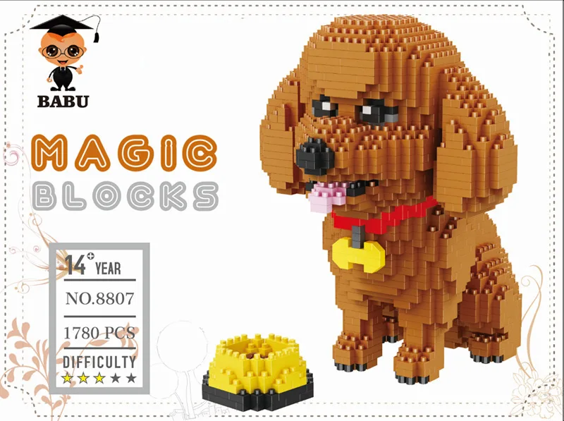 BABU, мультяшный Университет майка монстра, животное, собака, кошка, детские пластиковые строительные блоки, фигурки для мальчиков, обучающая игрушка, 8801-8808