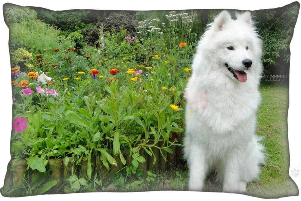 Новая Заказная наволочка для собак Samoyed прямоугольная Подушка на молнии чехлы