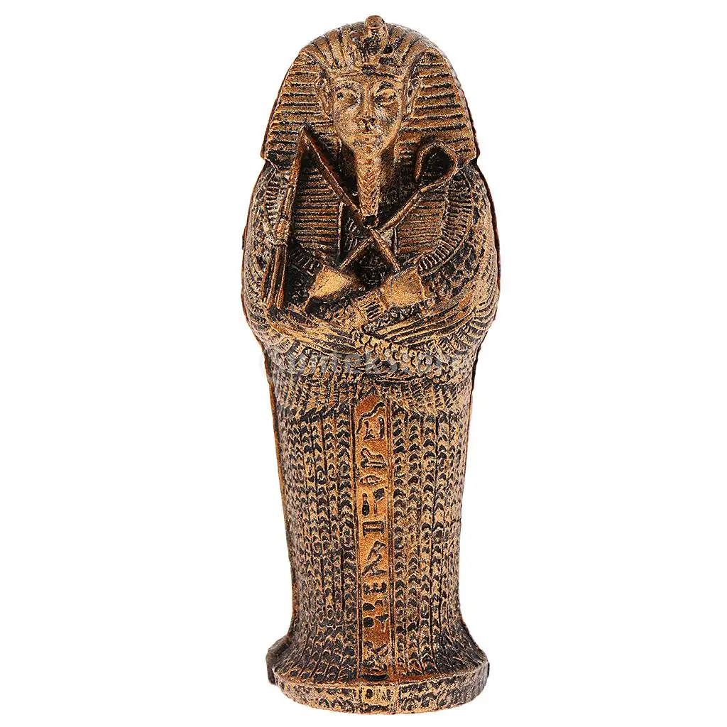4 Inch Ancient Egyptian Coffin with Mummy Figurine for Home Decoration Resin Craft Collectible