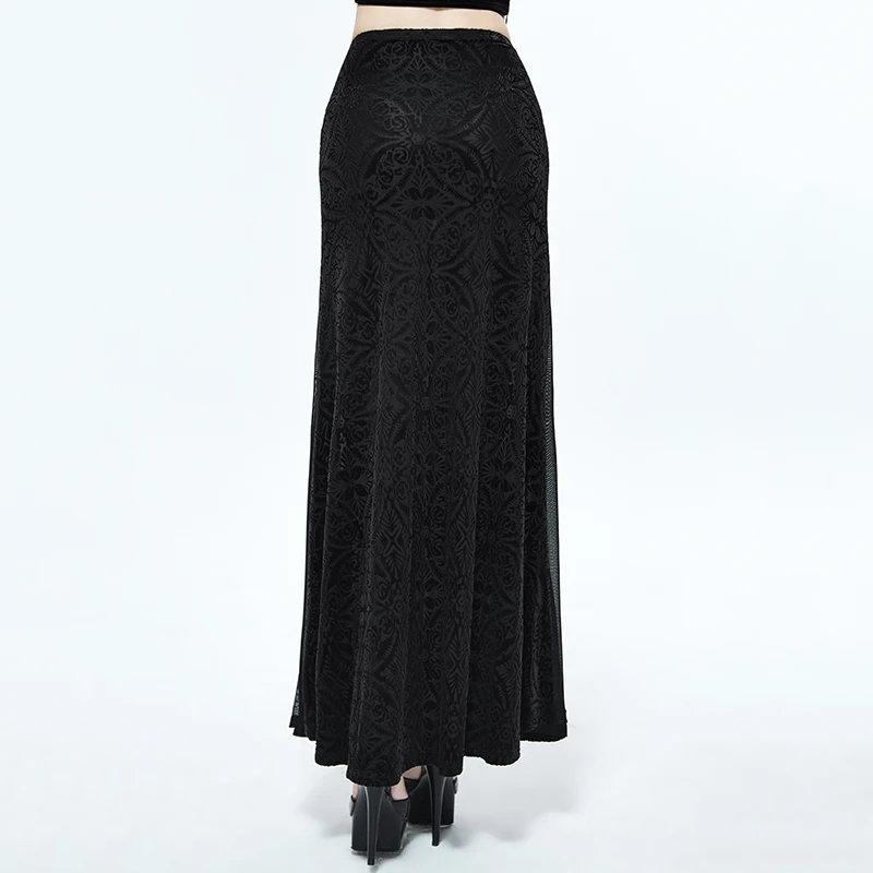 Vintage Falda Pegatinas Flor Fashion Para Uñas La Con Bodycon Larga Devil Las Negro Gothic Faldas Mujeres Moda Perspectiva Black Delgado Sexy aXBqET