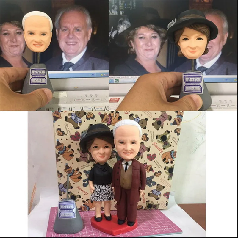 

Custom Real Human Figures Couples Soft Clay Pottery Crafts Bride Groom Wedding Gift Valentine Girlfriend Children Friends' Gift