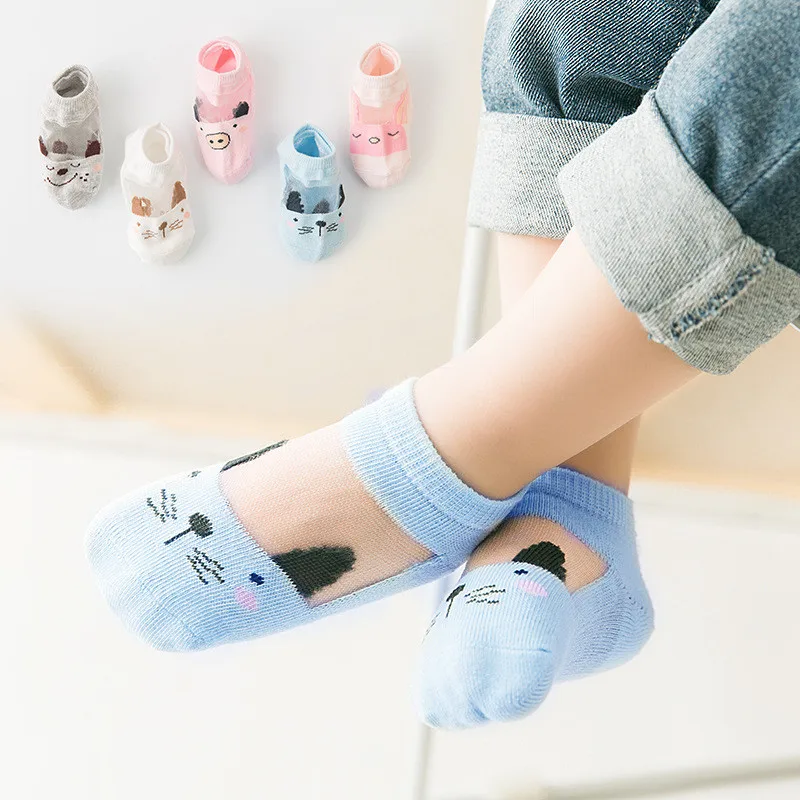 

Thin Socks 10 Piece=5 Pairs Candy Color Socks Breathable Cartoon Animal Girls Sock Baby Children Kids Mesh Elastic Socks 1-12T