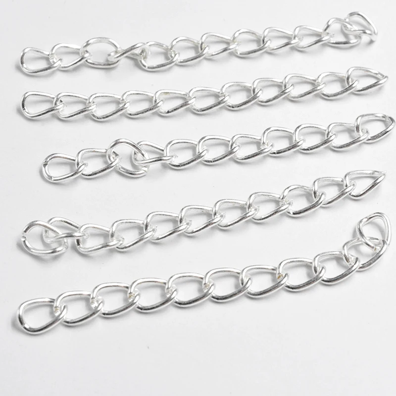 FLTMRH 60pcs/lot 50mm*3mm Necklace Extension Chain Bulk Bracelet Extended Chains Tail Extender