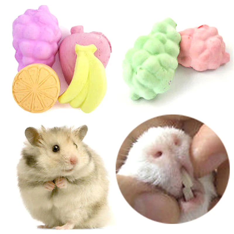 

5pcs Pet Molar Stone Small Pet Animal Fruit Shape Minerals Molar Stone Chew Toys for Chinchilla/Hamster/Guinea Pigs