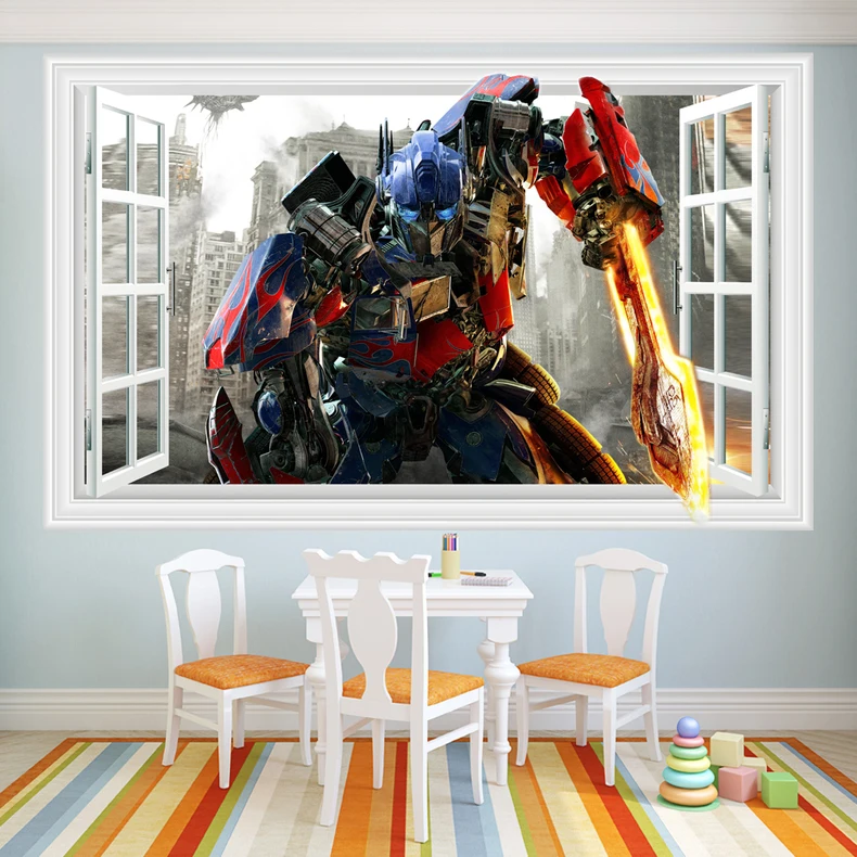 60x90cm Optimus Prime 3D Window Kid WALL STICKER Decor Decal Art Mural