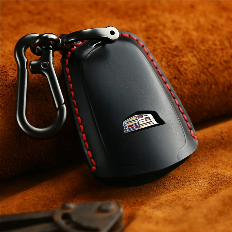 

Handmade Genuine Leather Car Key Case Cover Bag Shell for Cadillac ATS CT6 XT4 XT5 XTS for Smart car key