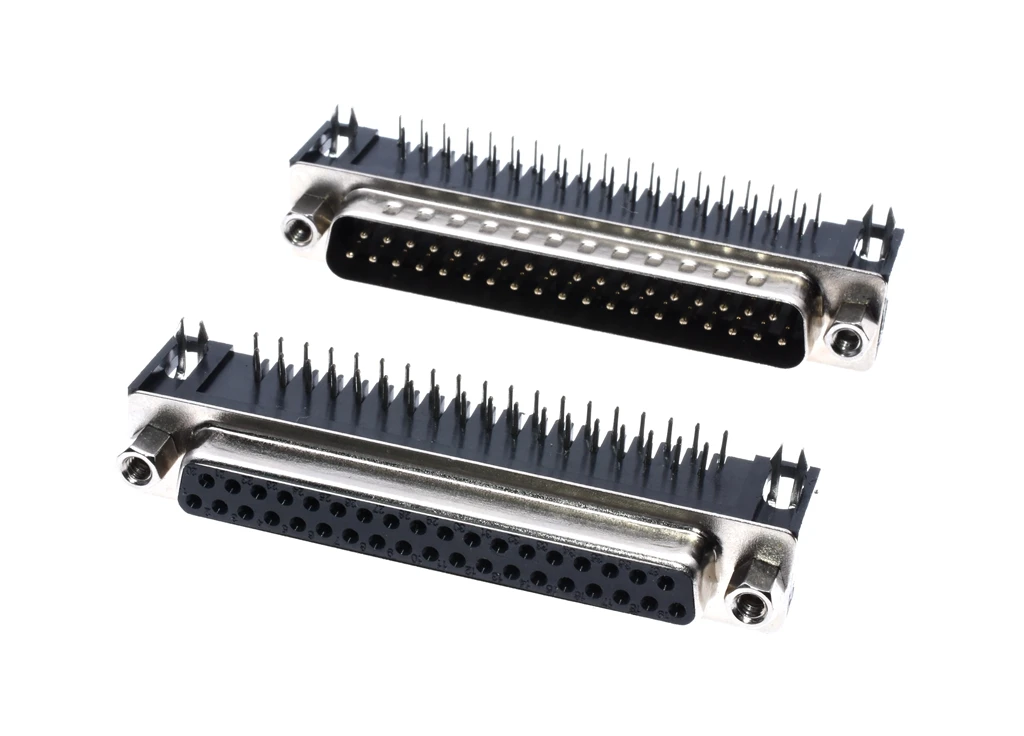2Pcs DSUB 37 Pin Female Right Angle PCB Connector DB37F 2 Rows